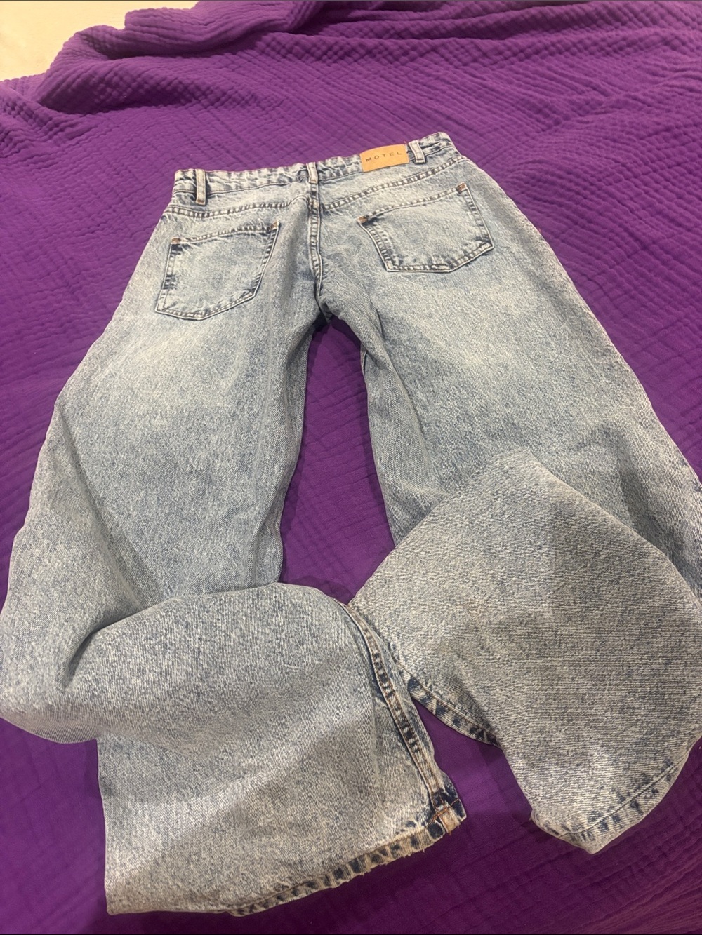 Motel Rocks Washed Light Blue Bootcut Jeans - Picture 4 of 4